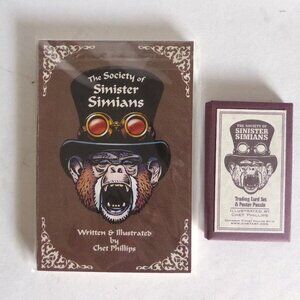 NEW STEAMPUNK SOCIETY OF SINISTER SIMIANS MONKEY BOOK & TRADING CARDS SET